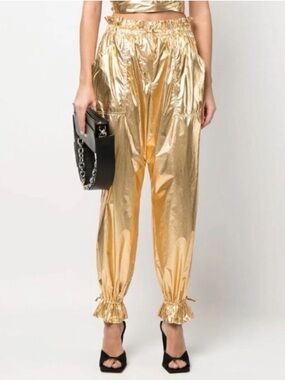 Forte Forte Metallic Gold Paperbag Pants